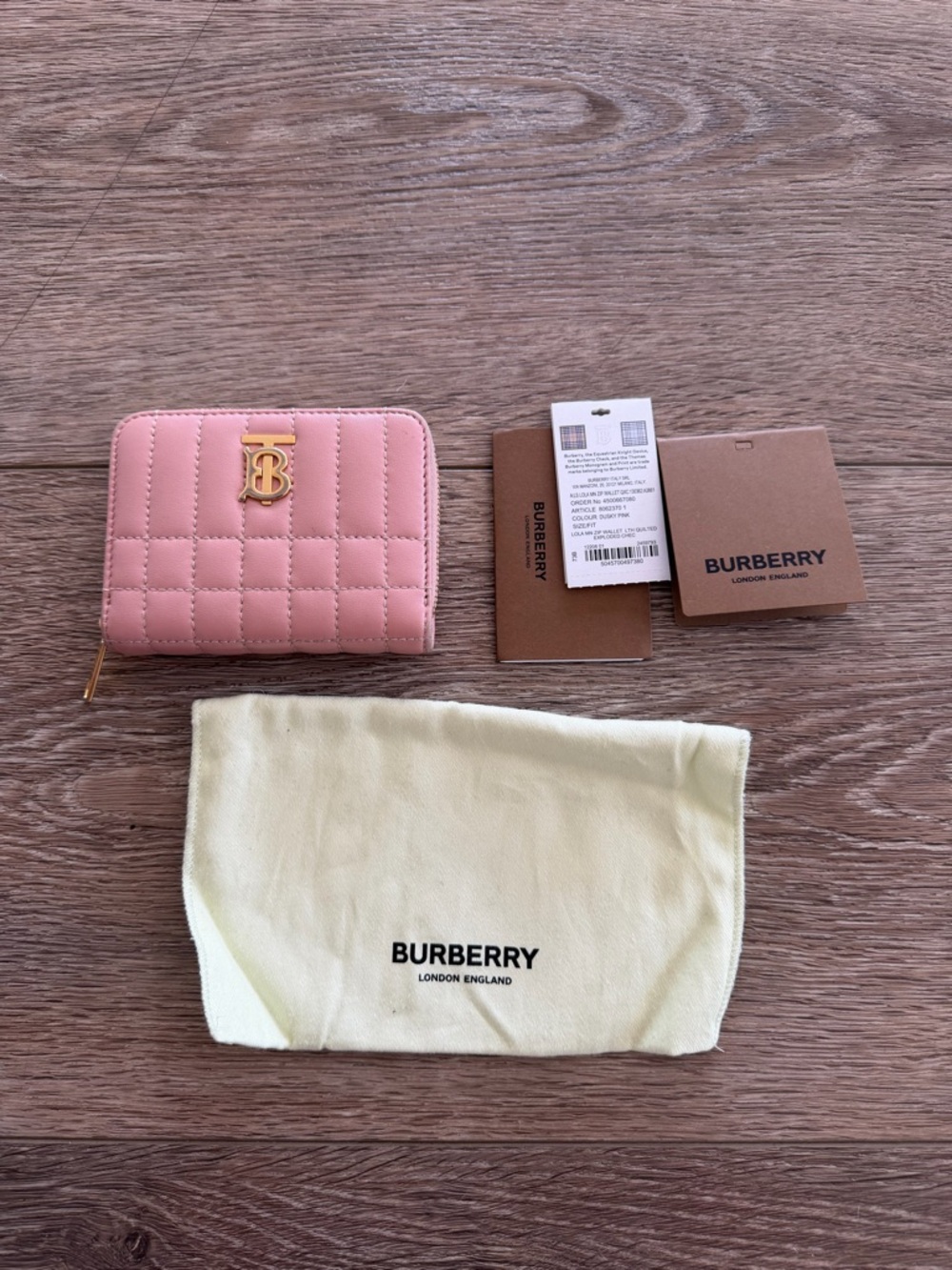 Burberry Lola TB Monogram Quilted Zip Wallet
